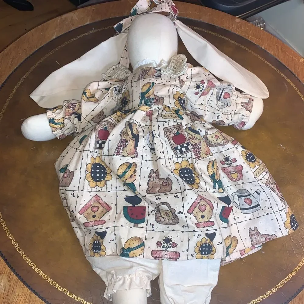 Country Bunny Doll With Gingerbread Dress